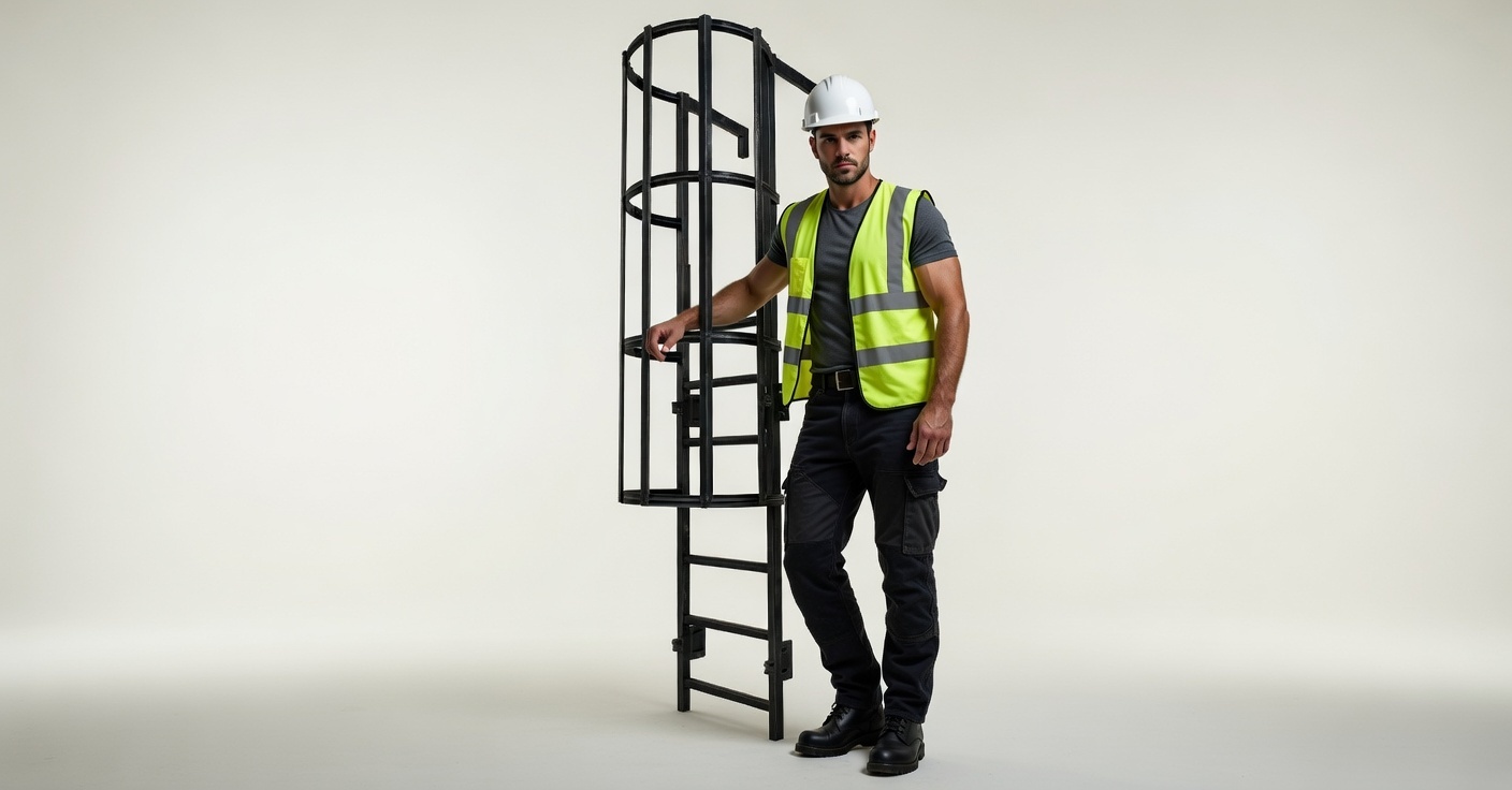 Drabina pionowa z koszem — szybka realizacja